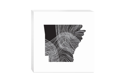 B&W Minimalist Arkansas Fluid Lines | Wood Block | Eaches | Min 2