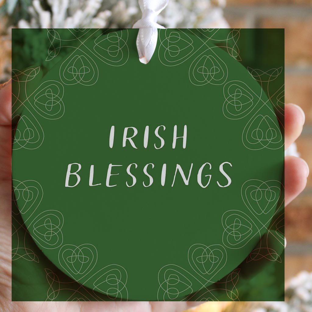 Dark Green Shamrock Irish Blessings| Wood Ornament | Eaches | Min 6