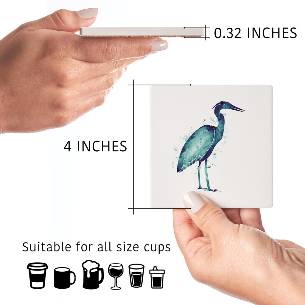 East Coast Water Color Heron | Absorbent Coasters | Set of 4 | Min 2