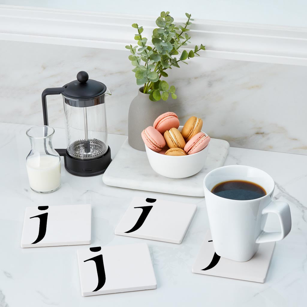 Minimal Monogram J | Absorbent Coasters | Set of 4 | Min 2
