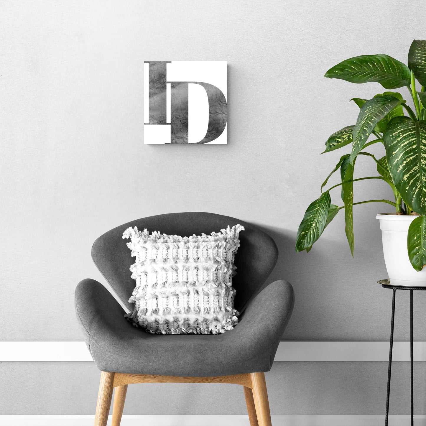Minimalist B&W Idaho White Initials | Hi-Def Glass Art | Eaches | Min 1
