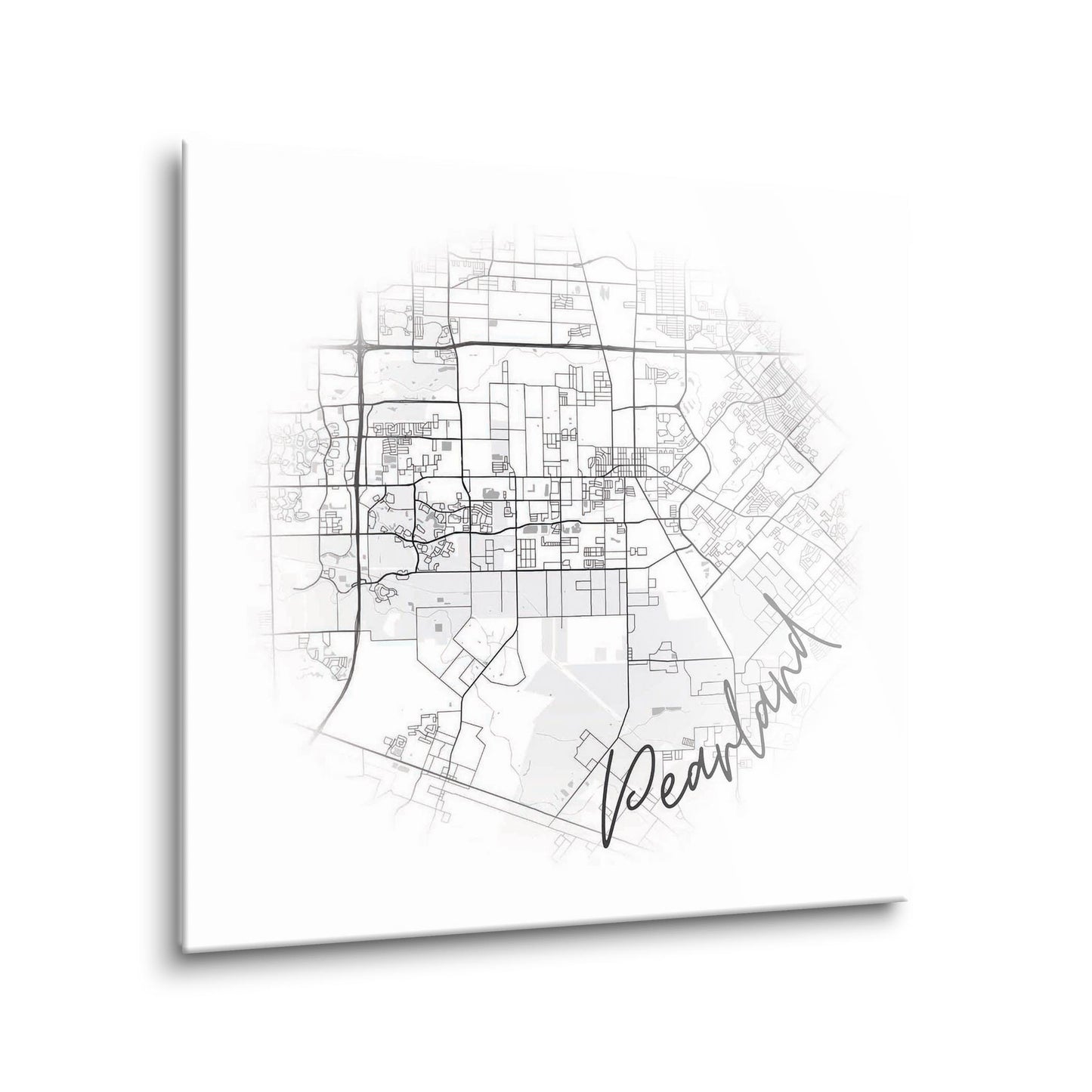 Minimalistic B&W Texas Pearland City Circle Map | Hi-Def Glass Art | Eaches | Min 1