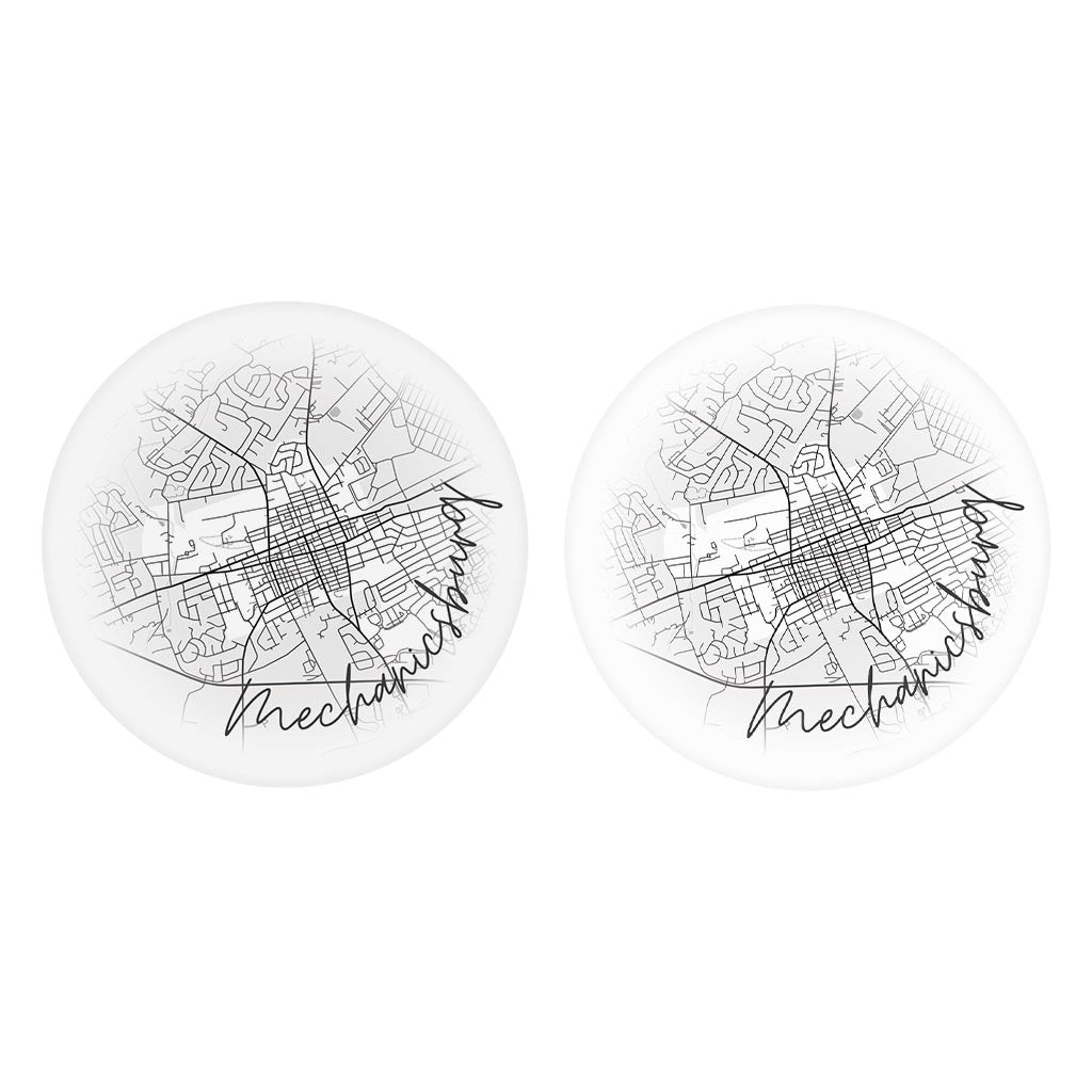 Minimalistic B&W Pennsylvania Mechanicsburg Circle Map | Absorbent Car Coasters | Set of 2 | Min 4