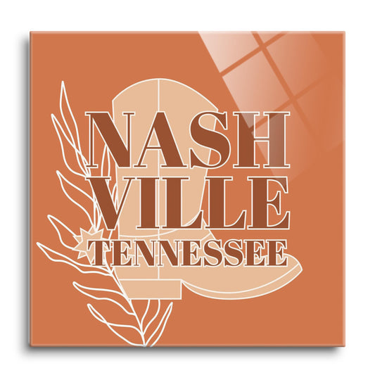 Modern Minimalist Tennessee Nashville Boot | Hi-Def Glass Art | Eaches | Min 1