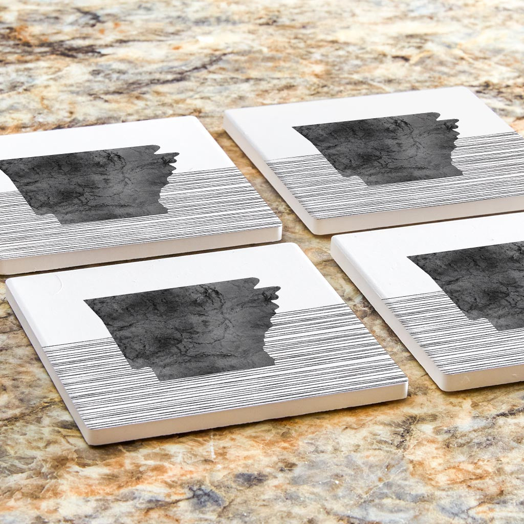 B&W Minimalist Arkansas Lines | Absorbent Coasters | Set of 4 | Min 2