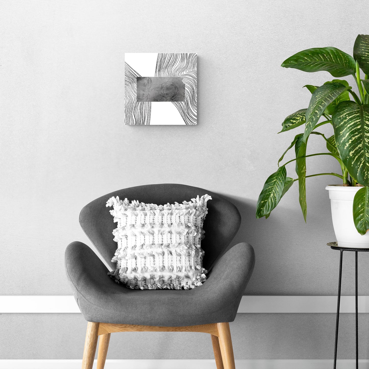 Minimalist B&W Kansas State With Fluid Lines | Hi-Def Glass Art | Eaches | Min 1