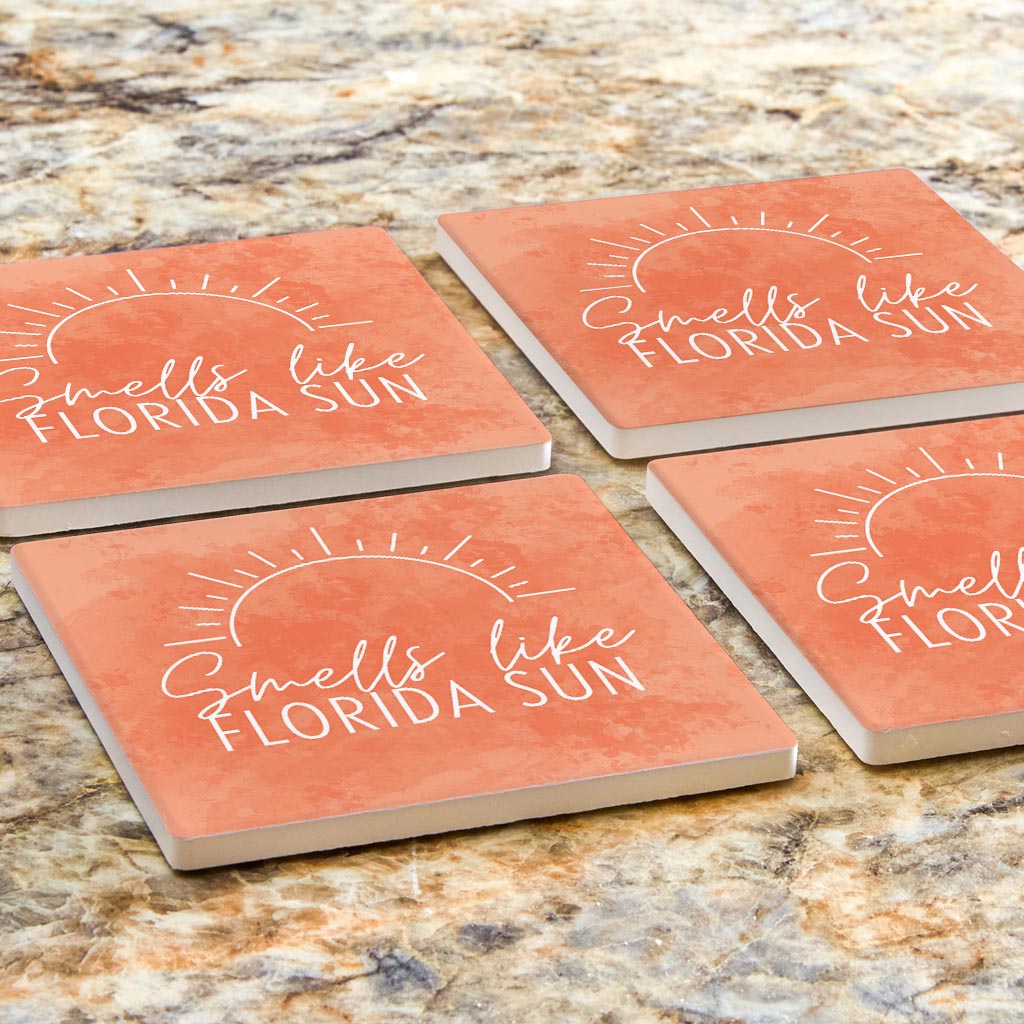 Smells Like Florida Sun Pink| Absorbent Coasters | Set of 4 | Min 2