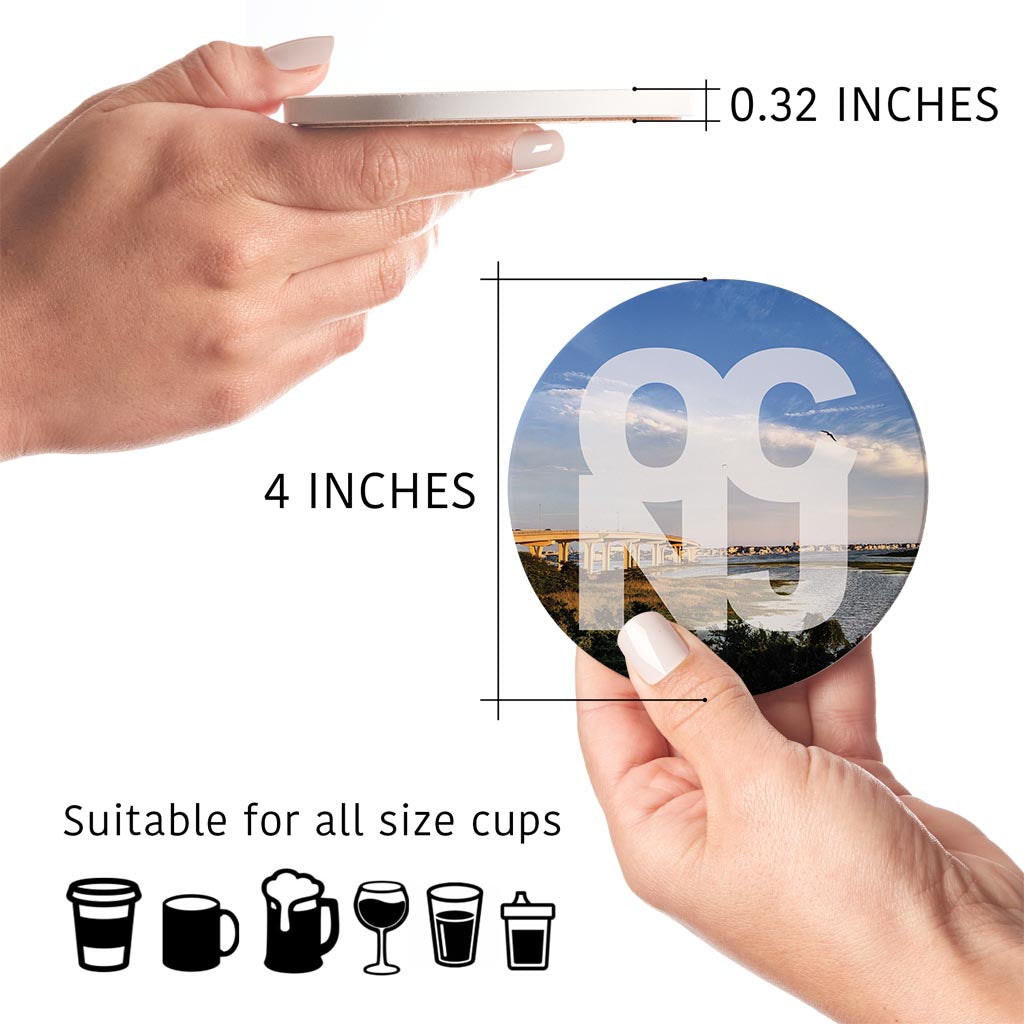 OCNJ Photo With Text | Absorbent Coasters | Set of 4 | Min 2