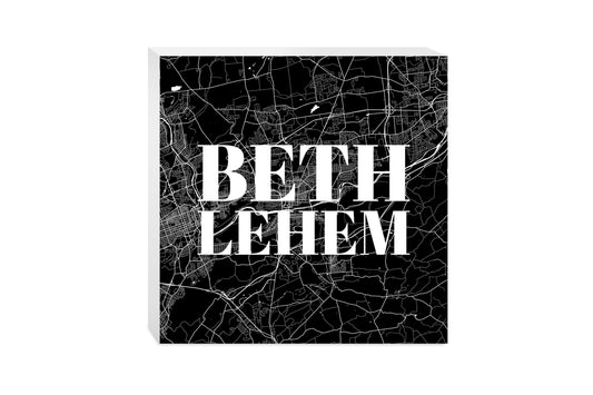 Minimalistic B&W Pennsylvania Bethlehem Map | Wood Block | Eaches | Min 2