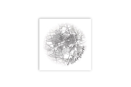 Minimalistic B&W Pennsylvania Allentown Circle Map | Wood Sign | Eaches | Min 2