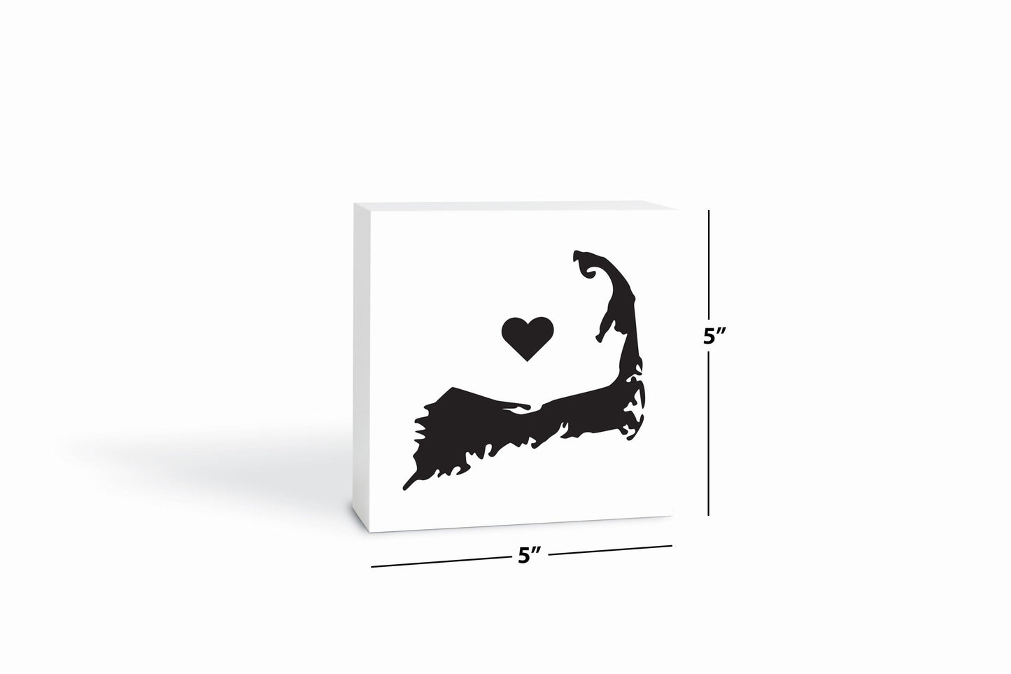 Minimalistic B&W Cape Cod With Heart| Wood Block | Eaches | Min 4