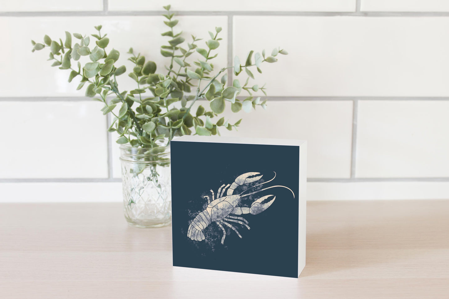 Louisiana Colorful Water Color Crawfish | Wood Block | Eaches | Min 4