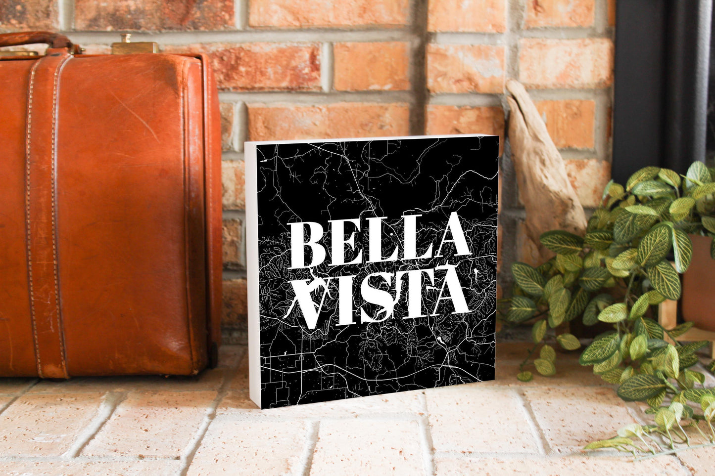 Minimalist B&W Arkansas Bella Vista Map | Wood Block | Eaches | Min 2