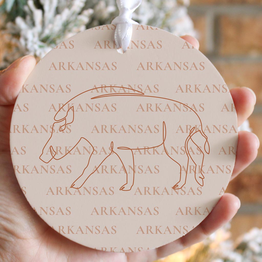 Modern Minimalist Arkansas Hog Line Drawing| Wood Ornament | Eaches | Min 6
