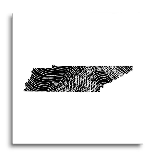 Minimalist B&W Tennessee State Shape | Hi-Def Glass Art | Eaches | Min 1
