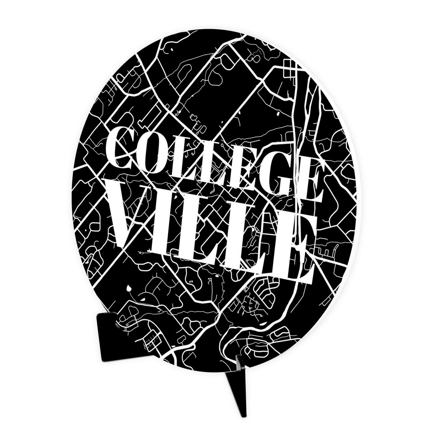 Minimalistic B&W Pennsylvania Collegeville Map | Wood Sign | Eaches | Min 1