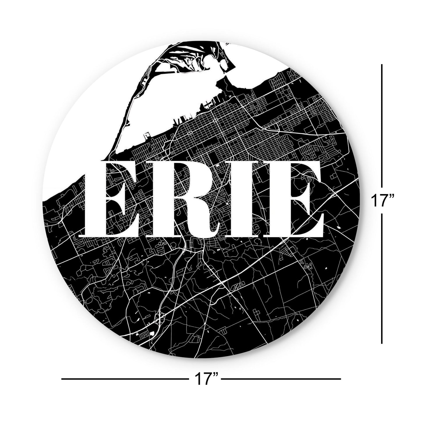 Minimalistic B&W Pennsylvania Erie Map | Wood Sign | Eaches | Min 1