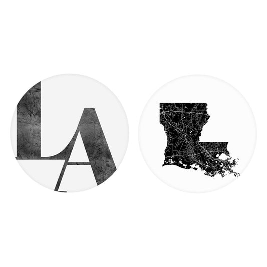 Modern Black White Louisiana Set | Absorbent Car Coasters | Set of 2 | Min 4