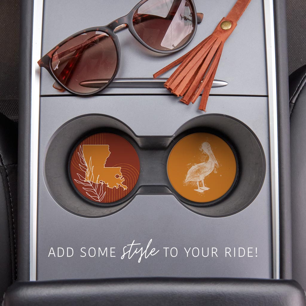 Modern Minimalist Louisiana Set | Absorbent Car Coasters | Set of 2 | Min 4
