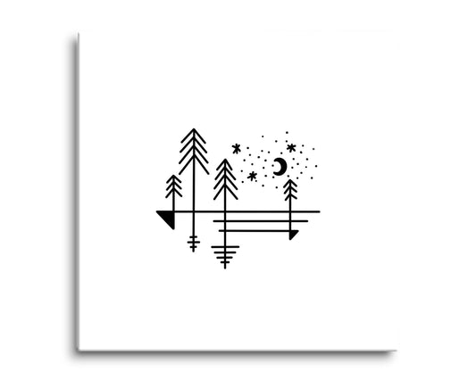 Minimalistic Tree Line Drawing On White| Hi-Def Glass Art | Eaches | Min 2