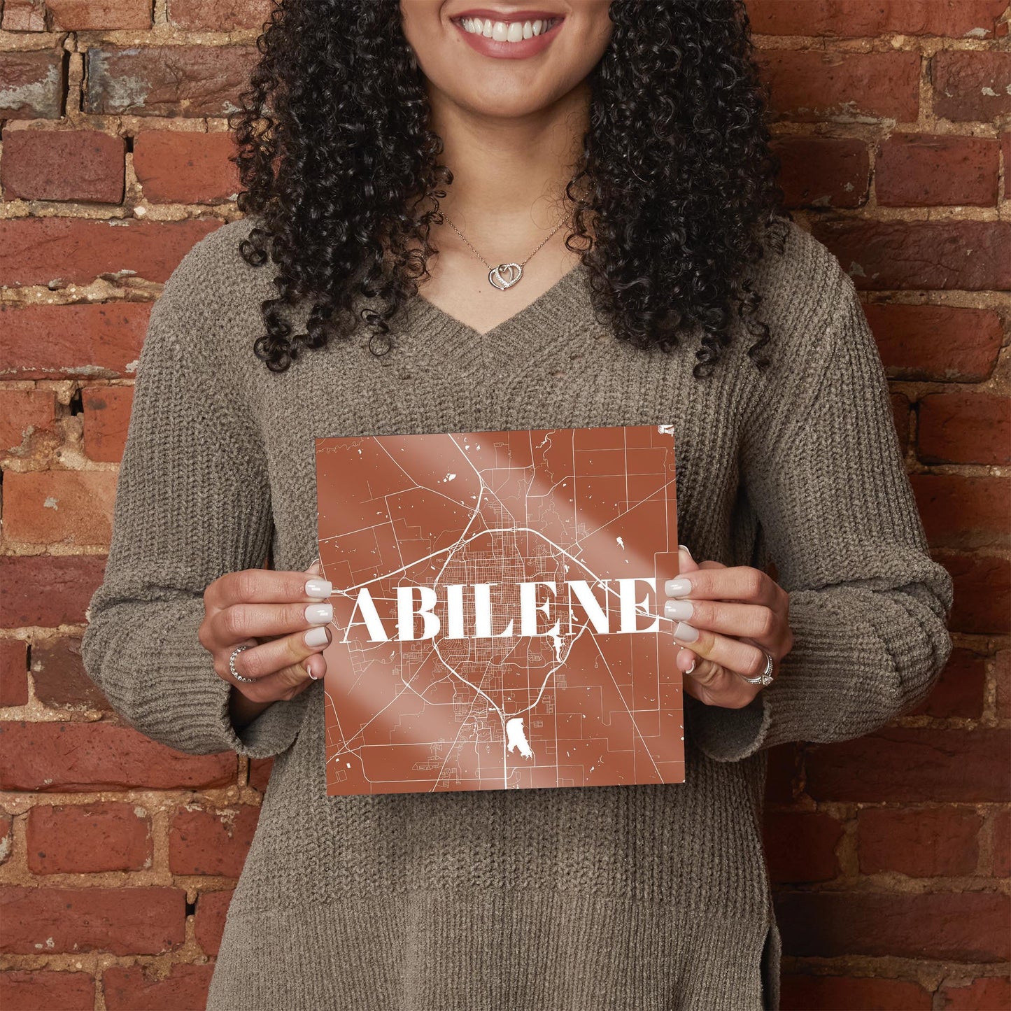 Modern Minimalist Texas Abilene Map | Hi-Def Glass Art | Eaches | Min 2