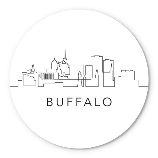 Minimalistic B&W New York Buffalo Skyline | Wood Sign | Eaches | Min 1