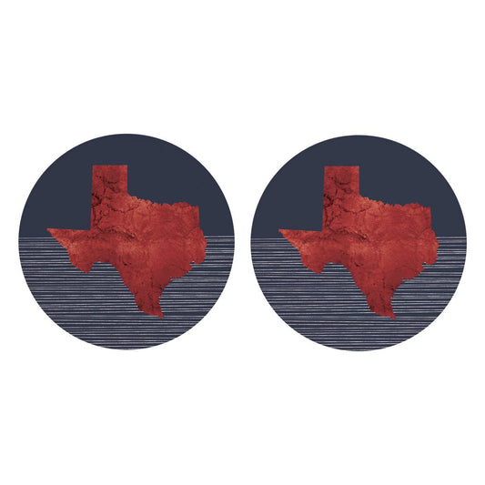 Modern Minimalist Texas Straight Line State Shape| Absorbent Car Coasters | Set of 2 | Min 4