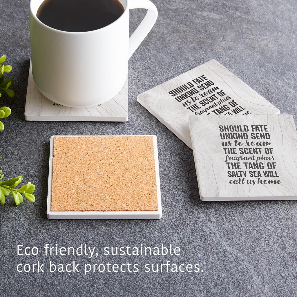 New England Fate Saying | Absorbent Coasters | Set of 4 | Min 2