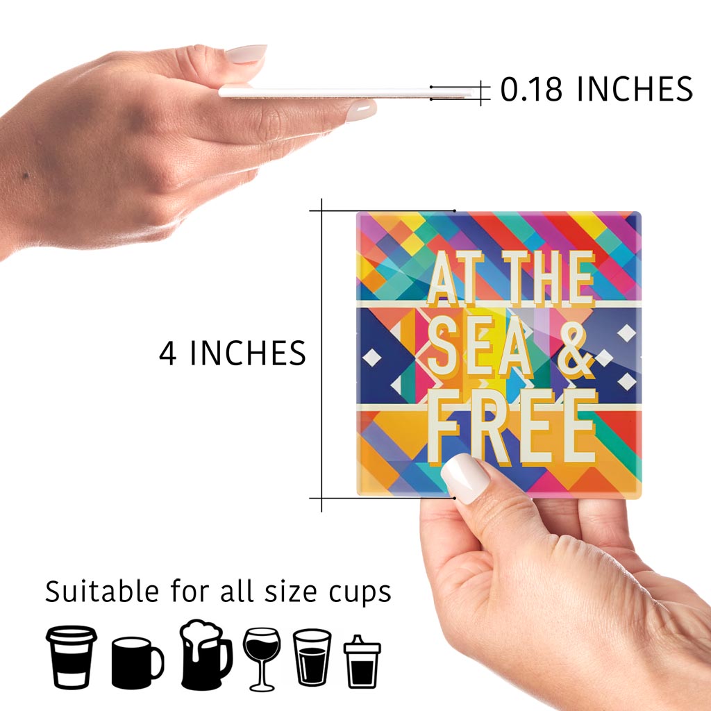 At The Sea Free | Hi-Def Glass Coasters | Set of 4 | Min 2