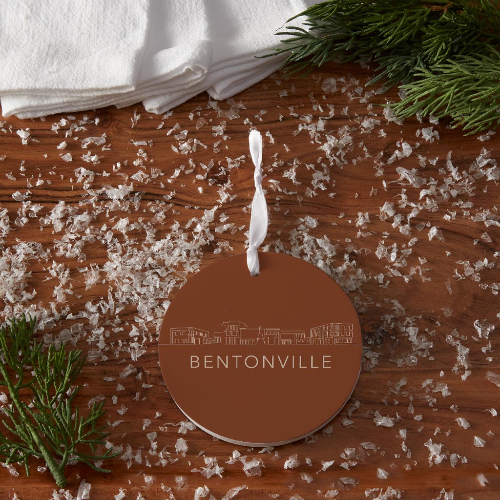 Modern Minimalist Arkansas Bentonville Skyline | Wood Ornament | Eaches | Min 6