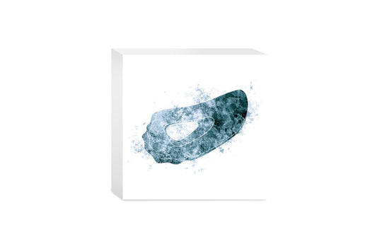 Blue White Water Color Oyster | Wood Block | Eaches | Min 4
