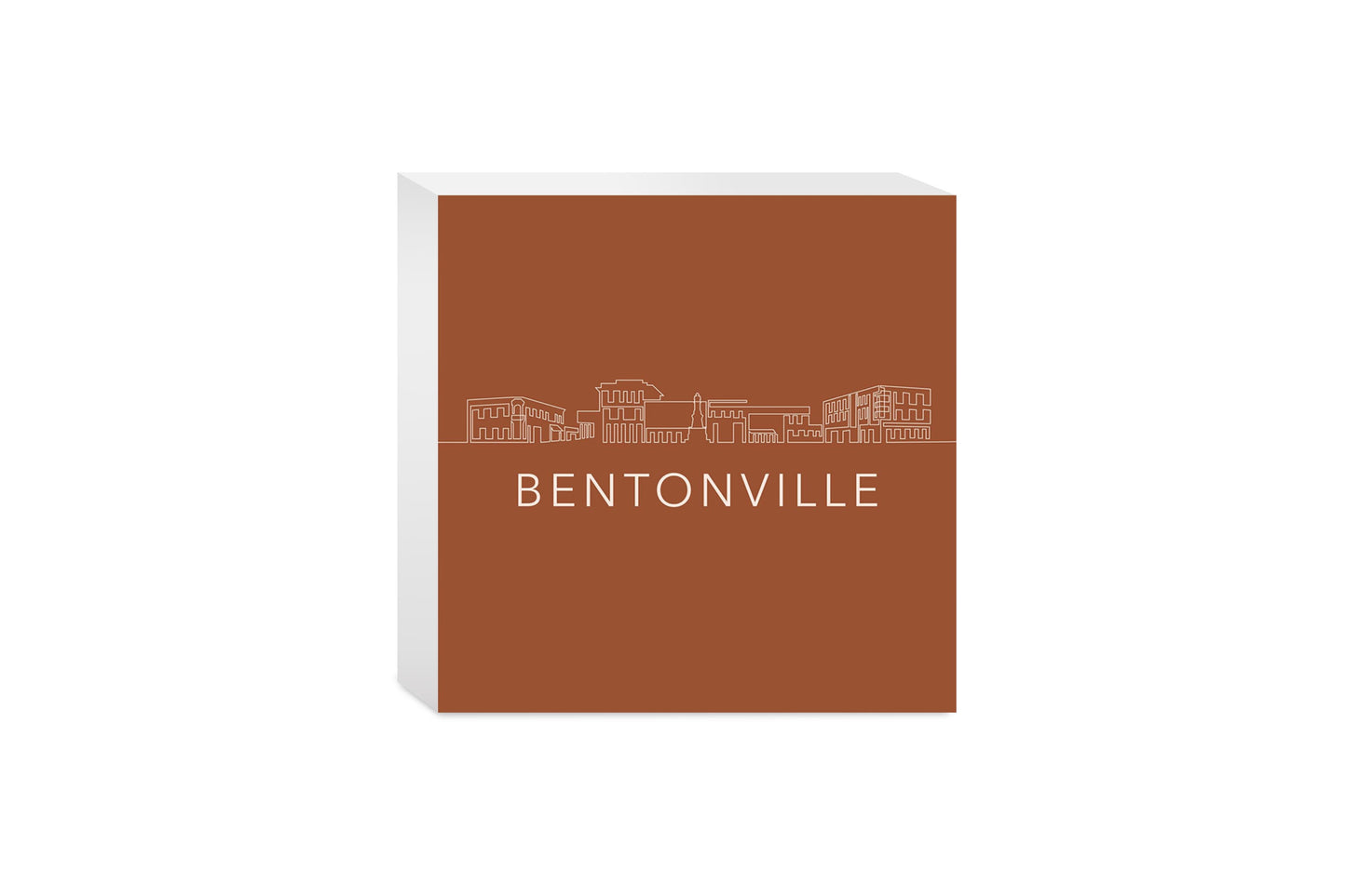 Modern Minimalist Arkansas Bentonville Skyline | Wood Block | Eaches | Min 4