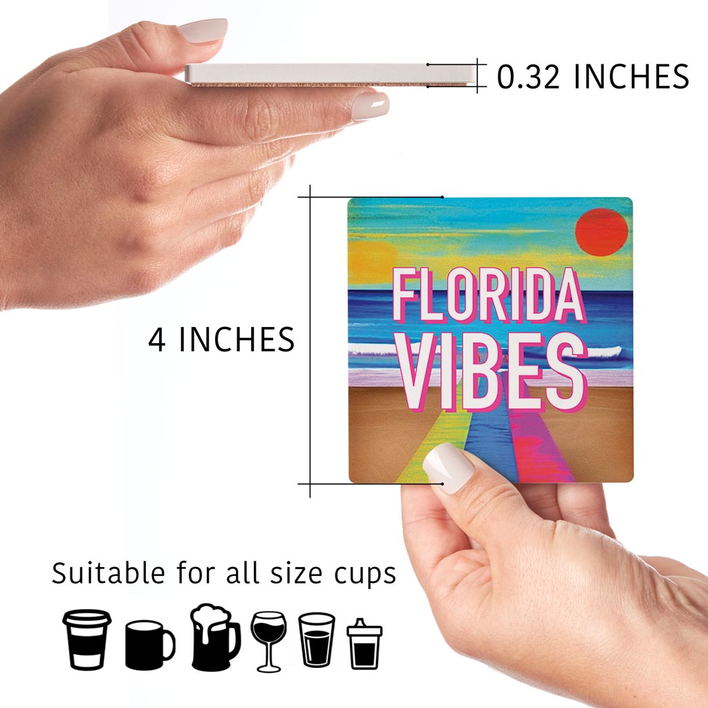 Bright Florida Beach| Absorbent Coasters | Set of 4 | Min 2