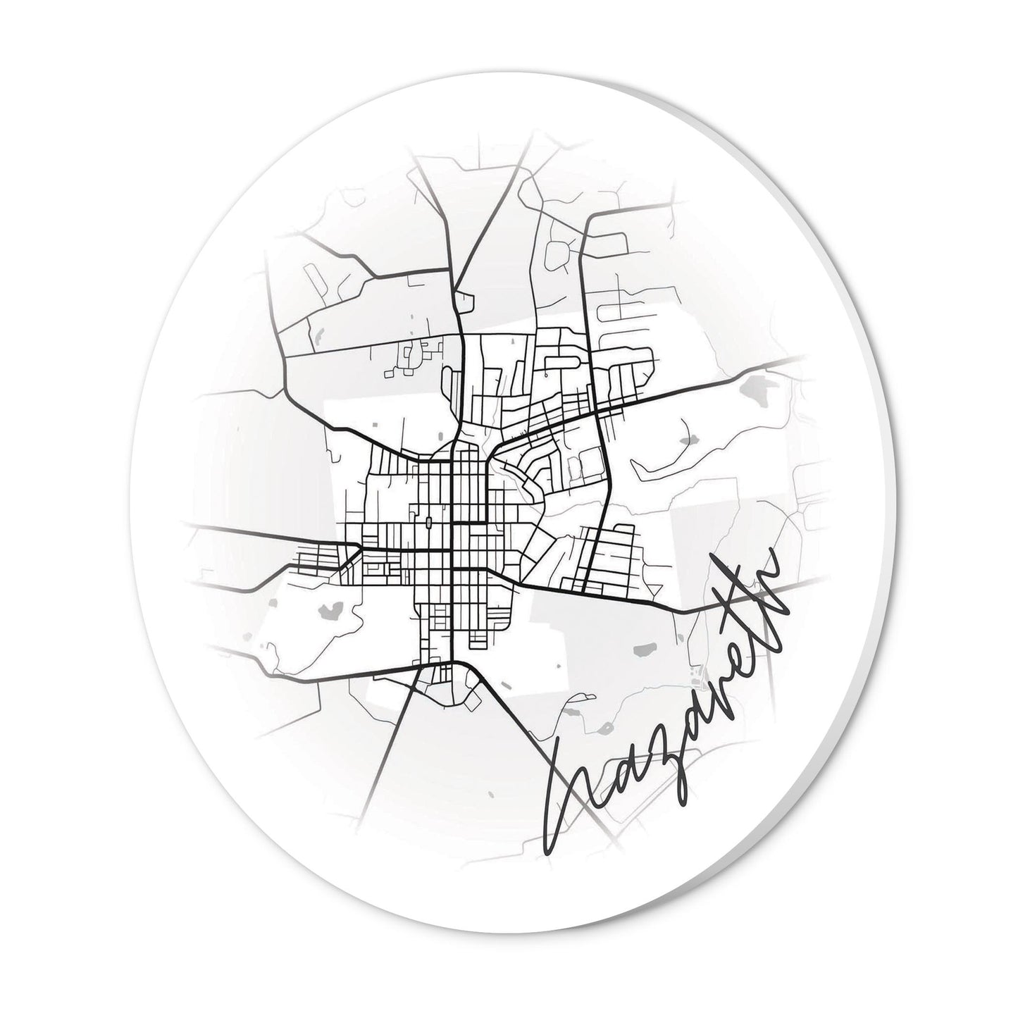 Minimalistic B&W Pennsylvania Nazareth Circle Map | Wood Sign | Eaches | Min 1