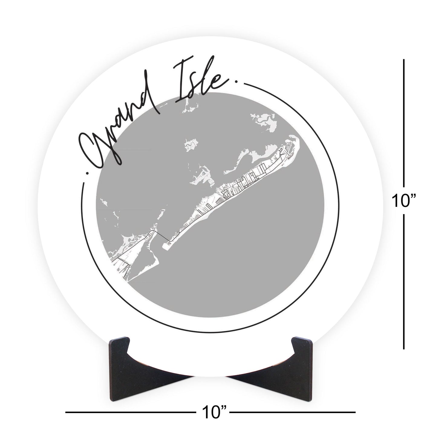 Minimalist B&W Louisiana Grand Isle Circle Map | Wood Sign | Eaches | Min 1