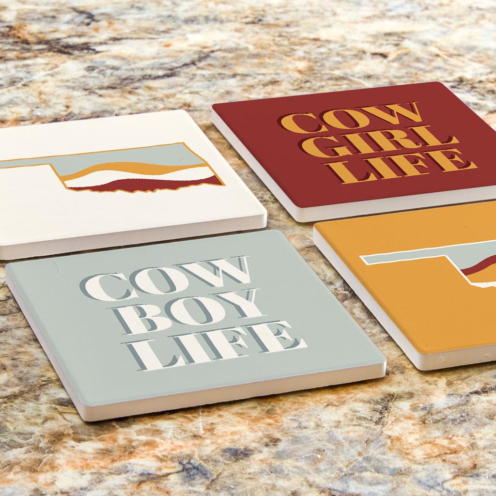 Modern Minimalist Oklahoma Set | Absorbent Coasters | Set of 4 | Min 2