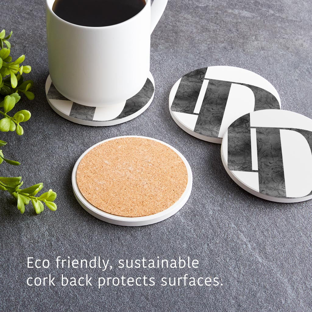 Minimalist B&W Idaho White Initials | Absorbent Coasters | Set of 4 | Min 2
