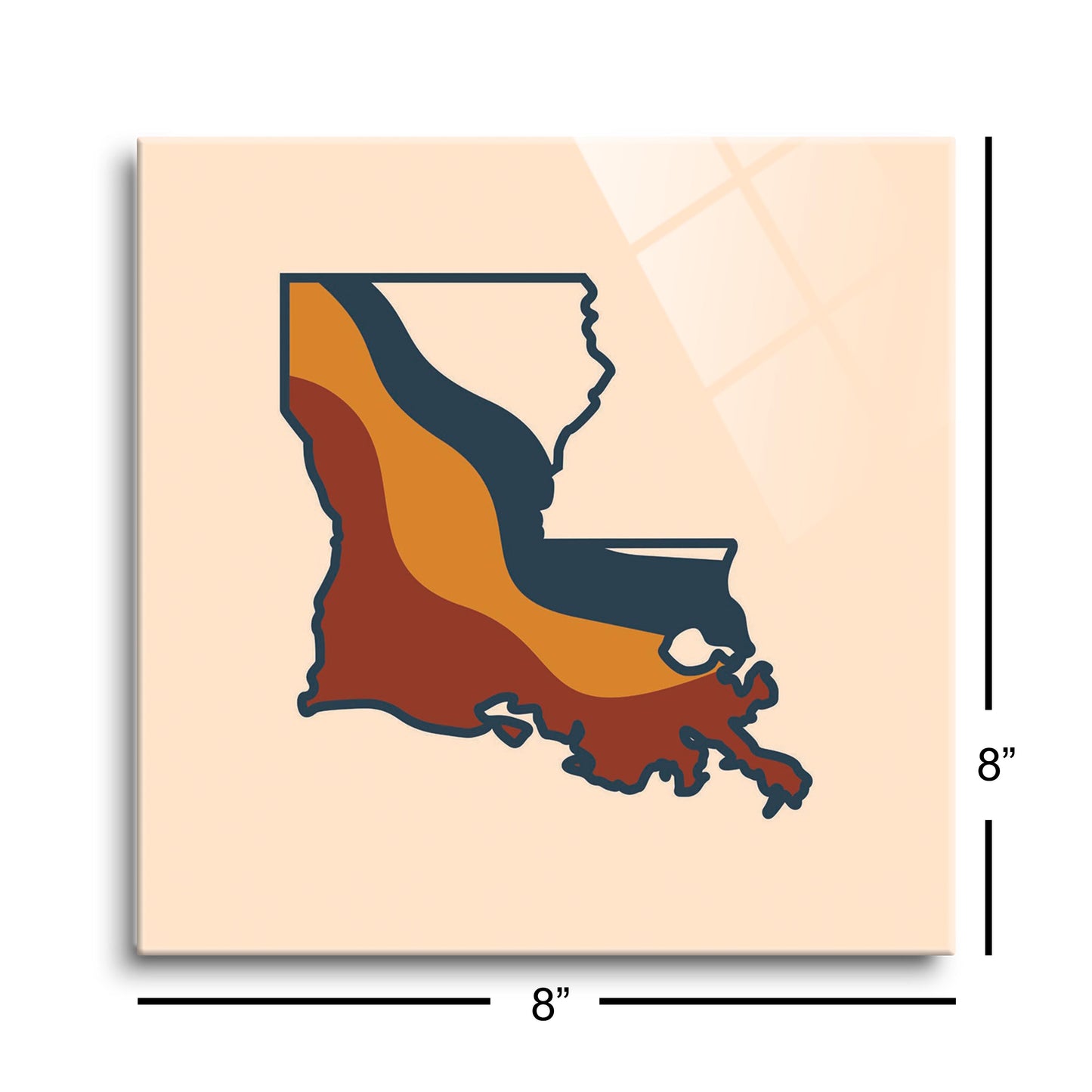 Modern Minimalist Louisiana Retro State Shape | Hi-Def Glass Art | Eaches | Min 2