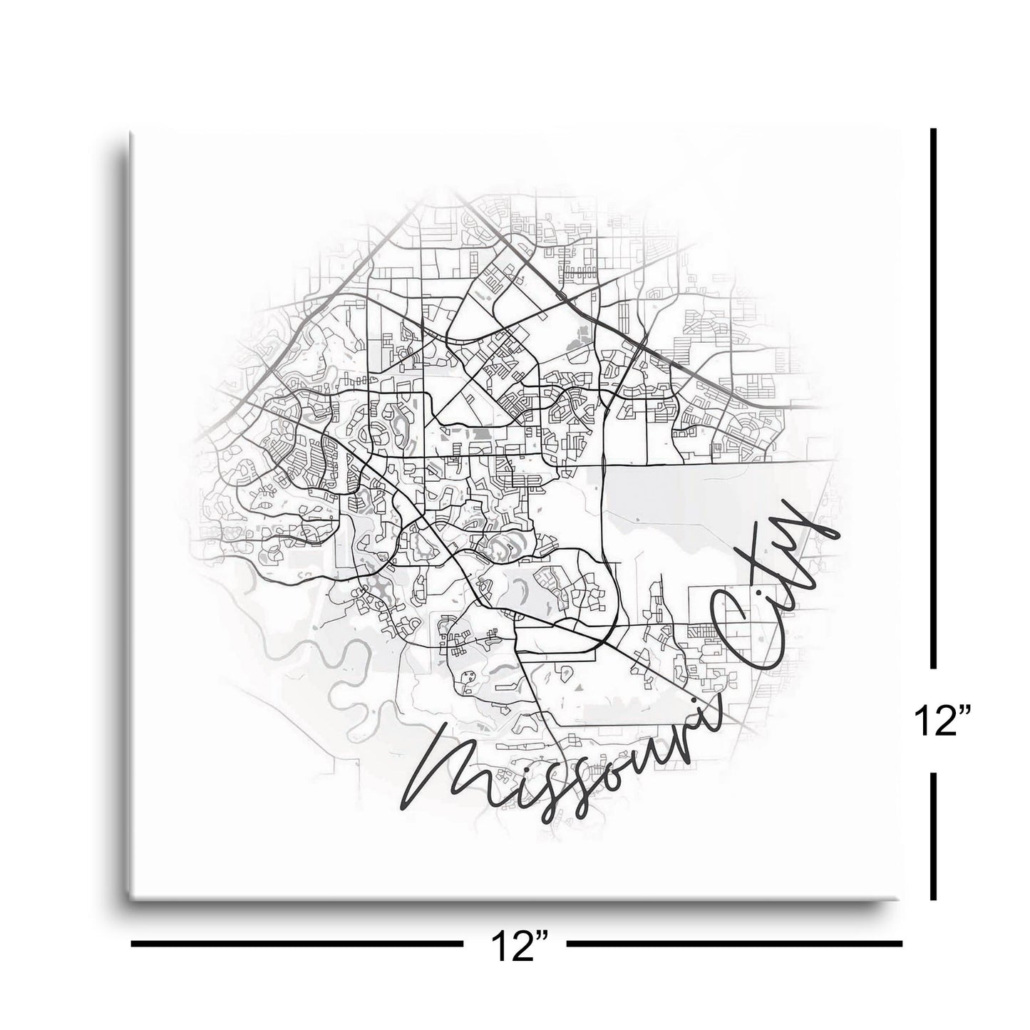 Minimalistic B&W Texas Missouri City Circle Map | Hi-Def Glass Art | Eaches | Min 1