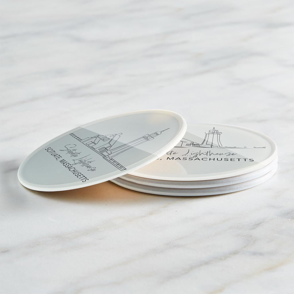 Scituate Lighthouse | Hi-Def Glass Coasters | Set of 4 | Min 2