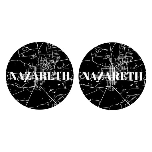 Minimalistic B&W Pennsylvania Nazareth Map | Absorbent Car Coasters | Set of 2 | Min 4