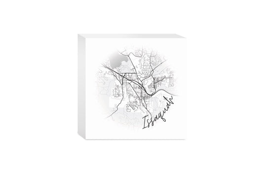 Minimalistic B&W Washington Issaquah Circle Map | Wood Block | Eaches | Min 4