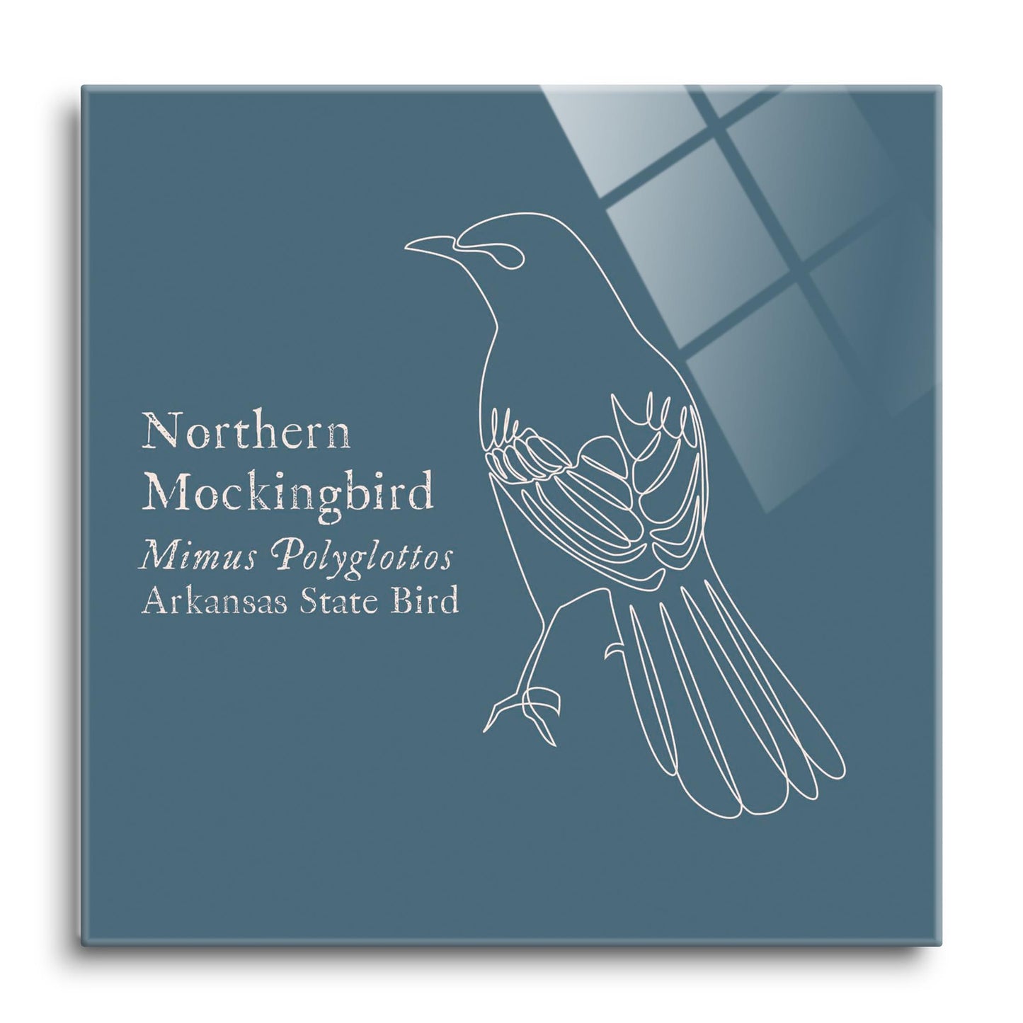 Modern Minimalist Arkansas Mockingbird | Hi-Def Glass Art | Eaches | Min 1