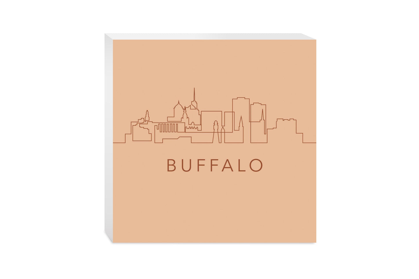Modern Minimalistic New York Buffalo Skyline | Wood Block | Eaches | Min 2