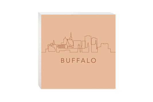 Modern Minimalistic New York Buffalo Skyline | Wood Block | Eaches | Min 2