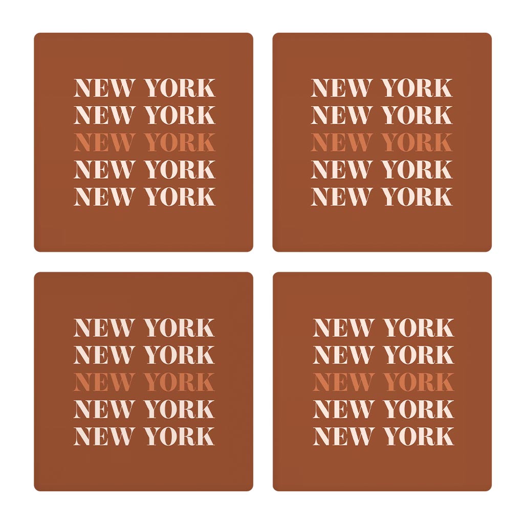 Modern Minimalist New York Repeated Dark | Absorbent Coasters | Set of 4 | Min 2