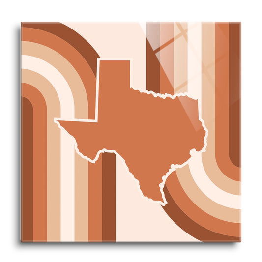 Modern Minimalist Texas State Shape Retro Lines | Hi-Def Glass Art | Eaches | Min 1