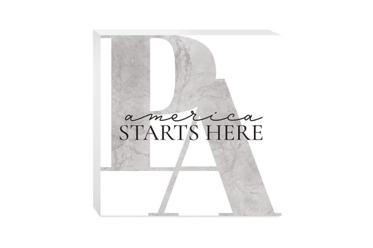 Minimalistic B&W Pennsylvania America Quip | Wood Block | Eaches | Min 2