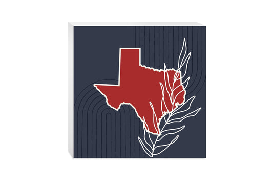 Modern Minimalist Texas Colors Shape Leaf | Wood Block | Eaches | Min 2