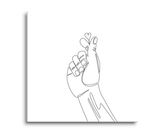 Tiny Heart Hand Sign Line Drawing | Hi-Def Glass Art | Eaches | Min 2